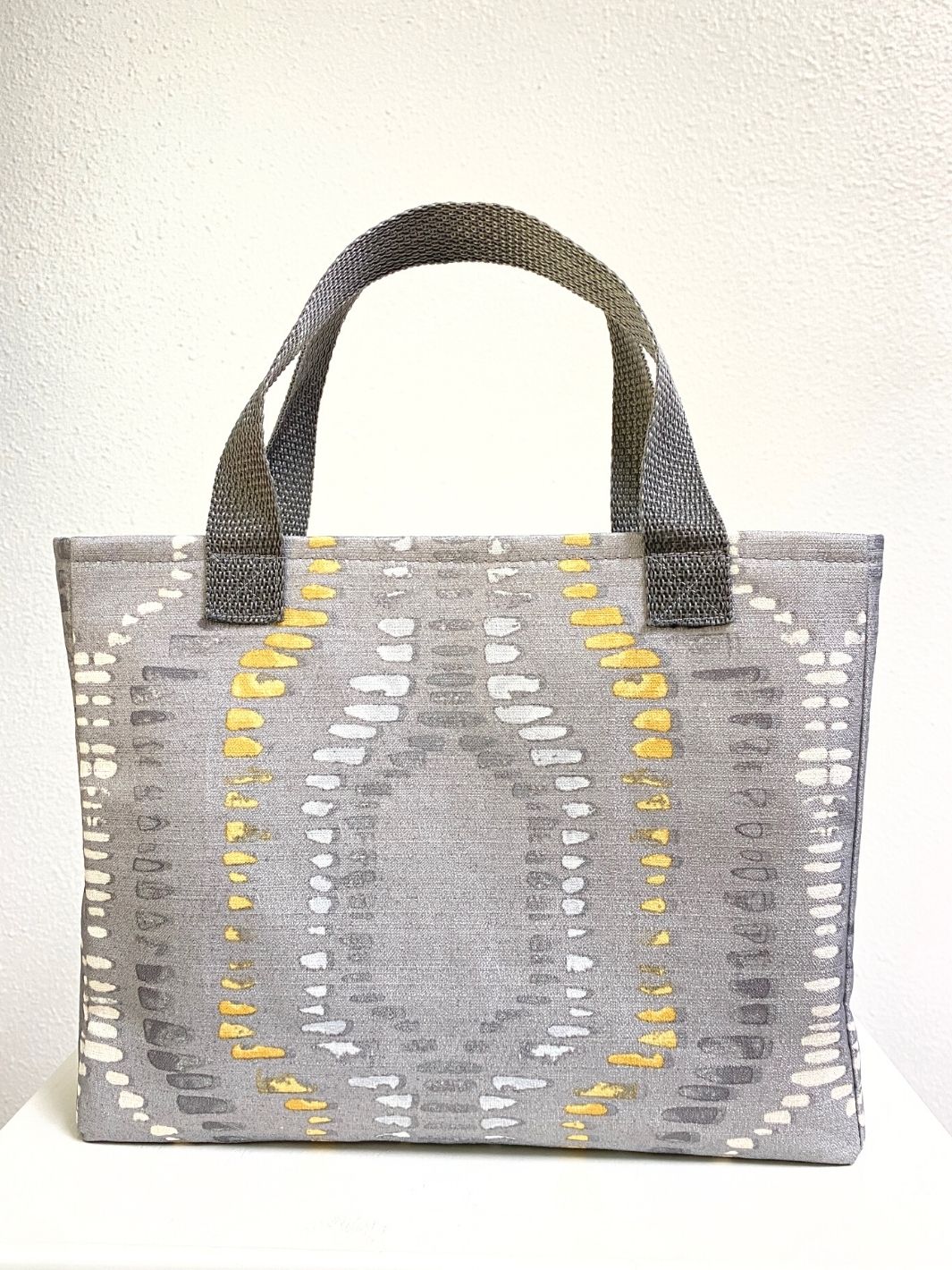 Gray/Yellow Geometric Print Mini Tote