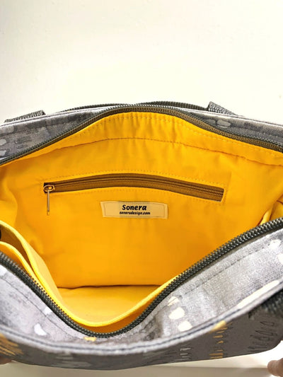 Gray/Yellow Geometric Print Mini Tote