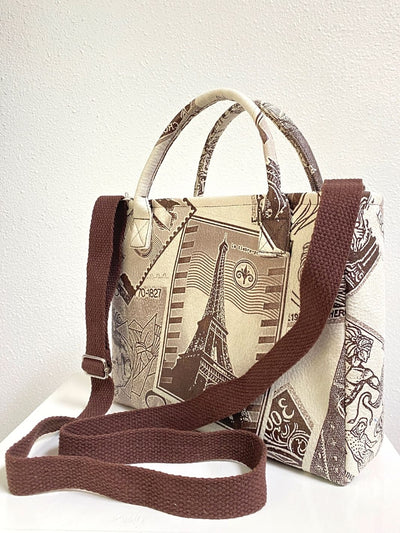 Tan/Brown Print Mini Tote
