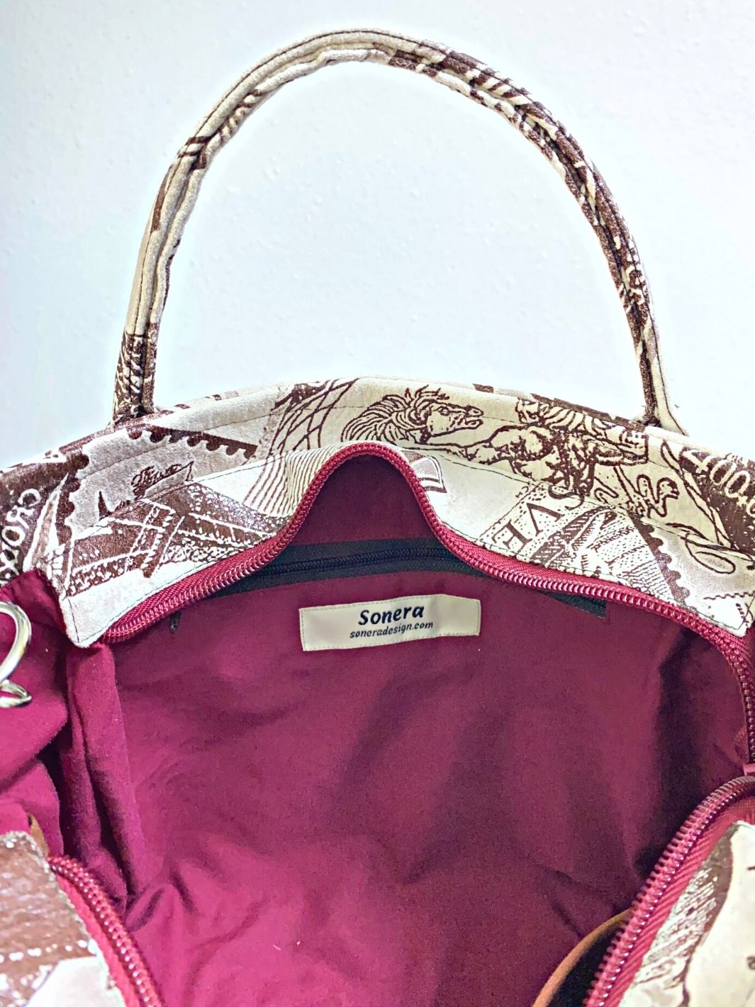 Tan/Brown Print Mini Tote