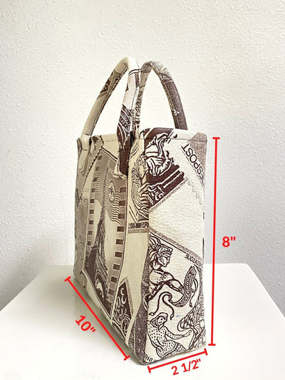 Tan/Brown Print Mini Tote